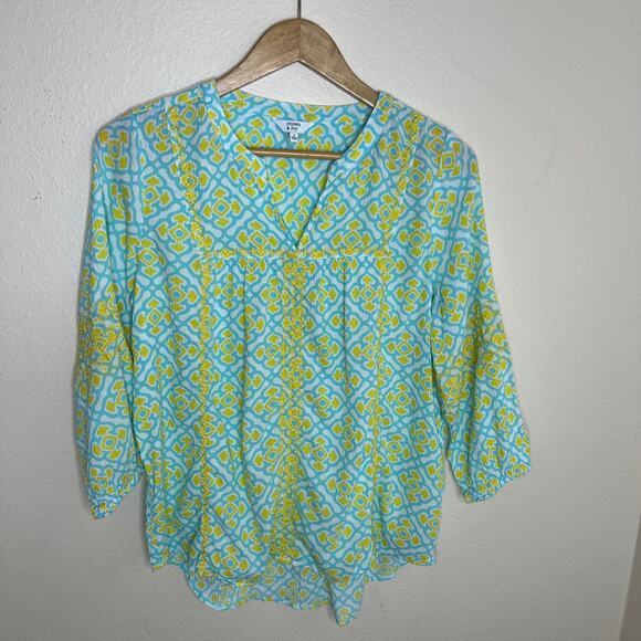 Crown & Ivy Blue and Green Peasant Blouse Small - Picture 1 of 11